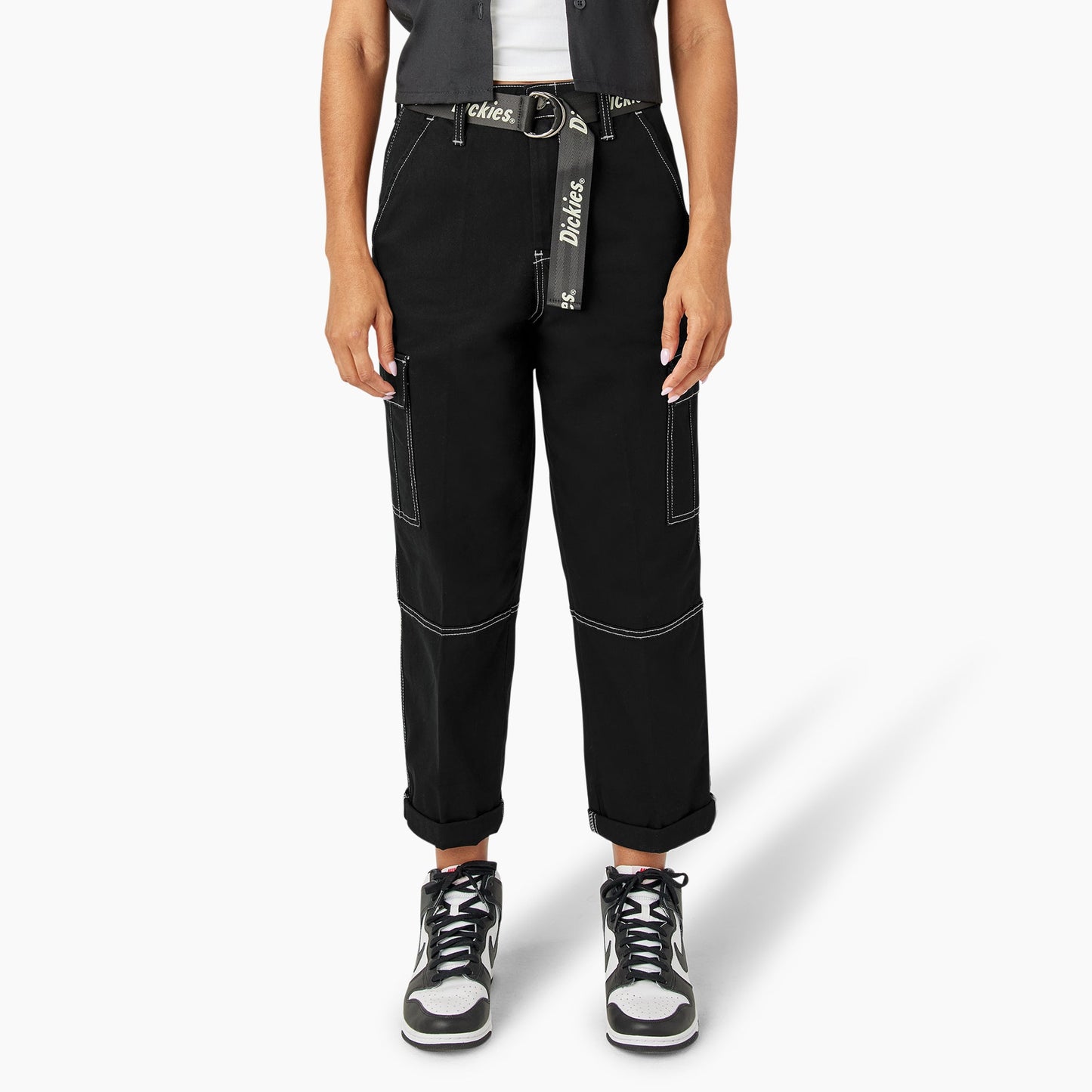 Women's Relaxed Fit Contrast Stitch Cropped Cargo Pants For Sale | Dickies