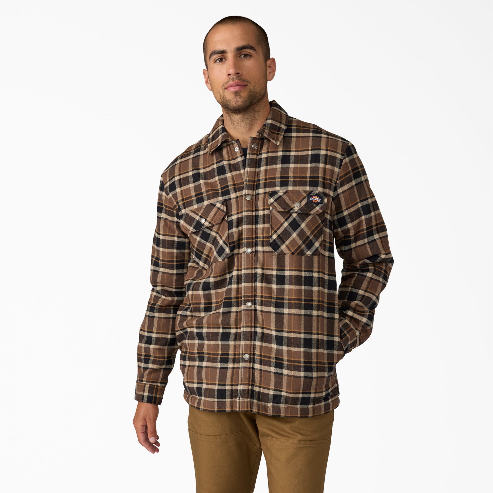 Water Repellent Fleece-Lined Flannel Shirt Jacket For Men|Sale | Dickies