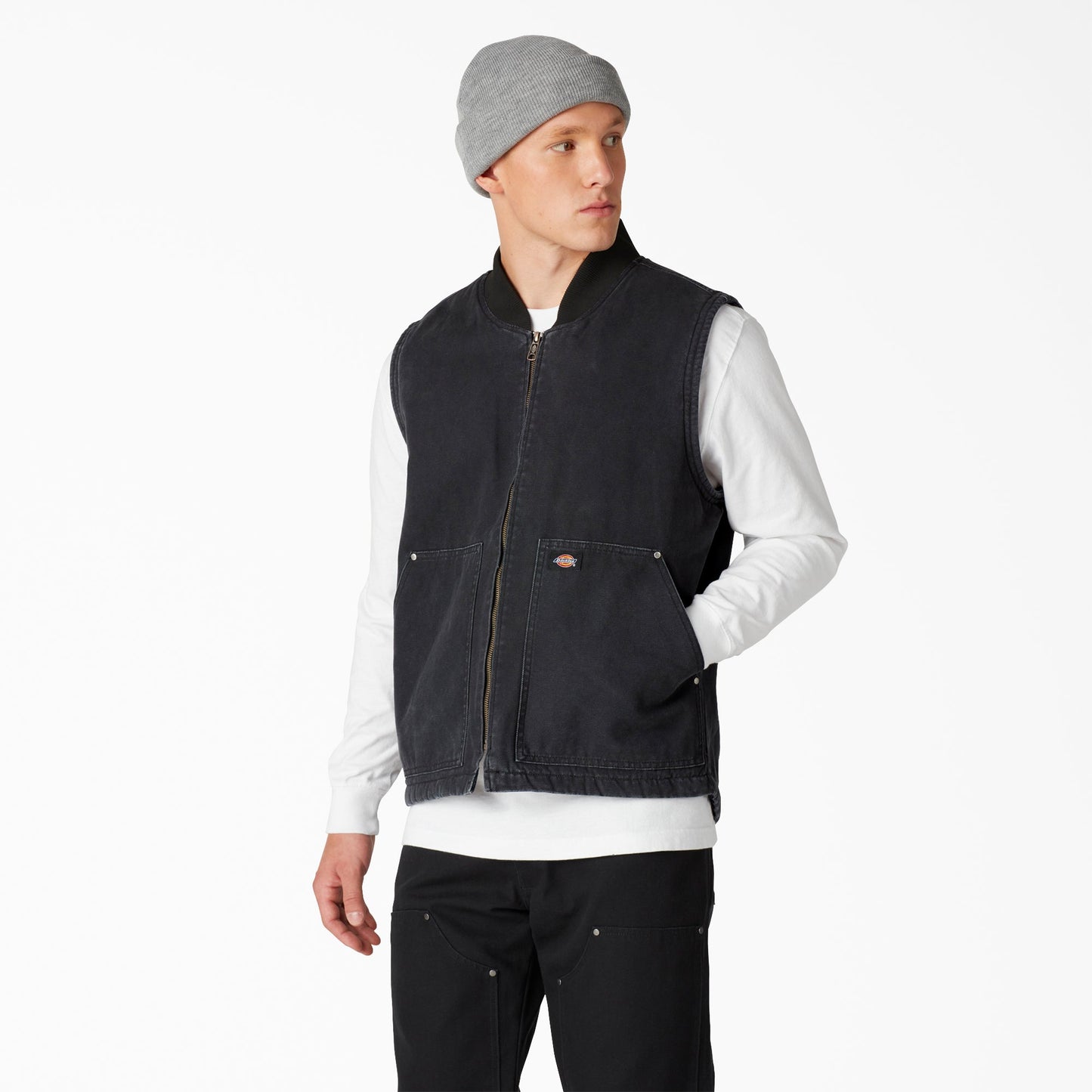 Stonewashed Duck High Pile Fleece Lined Vest For Men | Dickies